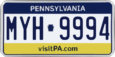 PA license plate MYH9994