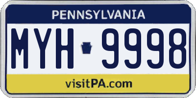 PA license plate MYH9998