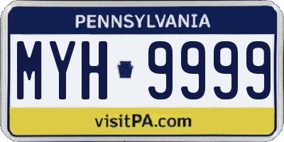 PA license plate MYH9999