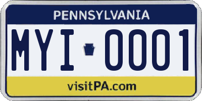 PA license plate MYI0001