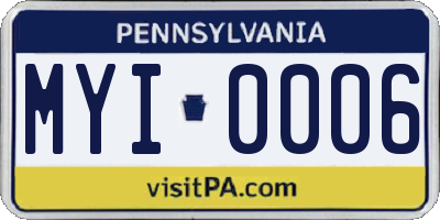 PA license plate MYI0006
