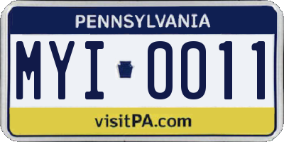 PA license plate MYI0011