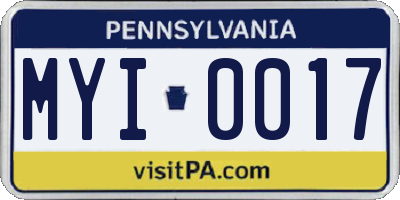 PA license plate MYI0017