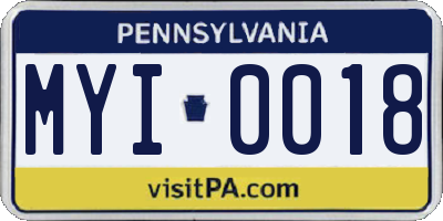 PA license plate MYI0018