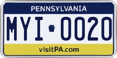 PA license plate MYI0020