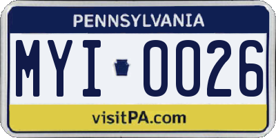PA license plate MYI0026