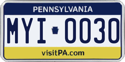 PA license plate MYI0030