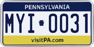 PA license plate MYI0031