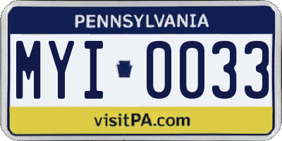 PA license plate MYI0033