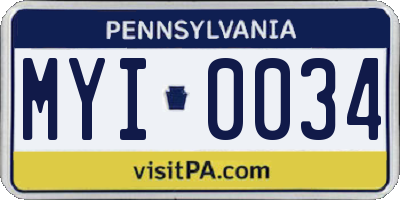 PA license plate MYI0034