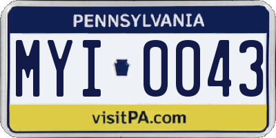 PA license plate MYI0043