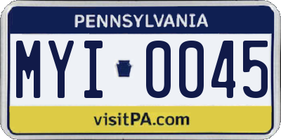 PA license plate MYI0045