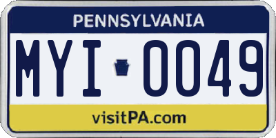 PA license plate MYI0049