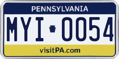 PA license plate MYI0054