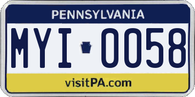 PA license plate MYI0058