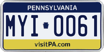 PA license plate MYI0061