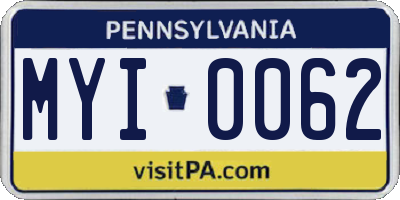 PA license plate MYI0062
