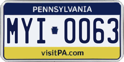 PA license plate MYI0063