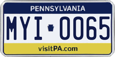 PA license plate MYI0065