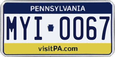 PA license plate MYI0067
