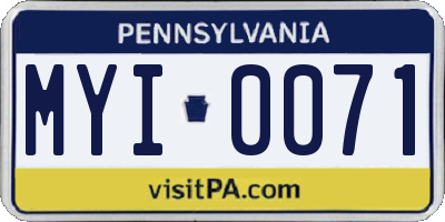PA license plate MYI0071
