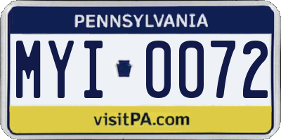 PA license plate MYI0072