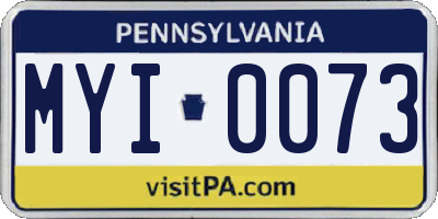 PA license plate MYI0073