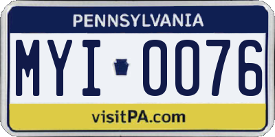 PA license plate MYI0076