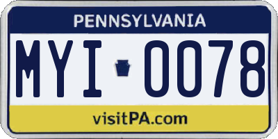 PA license plate MYI0078