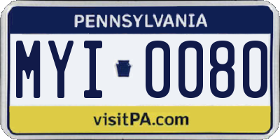 PA license plate MYI0080
