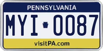 PA license plate MYI0087