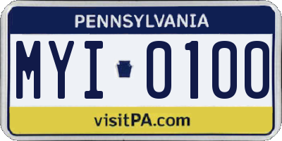PA license plate MYI0100