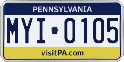 PA license plate MYI0105