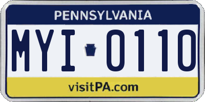 PA license plate MYI0110