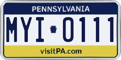 PA license plate MYI0111