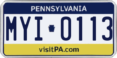 PA license plate MYI0113