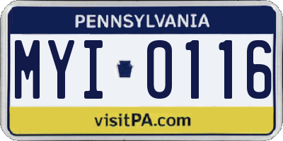 PA license plate MYI0116