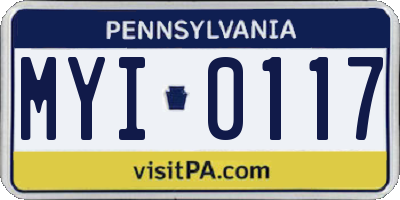 PA license plate MYI0117