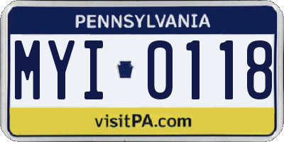 PA license plate MYI0118