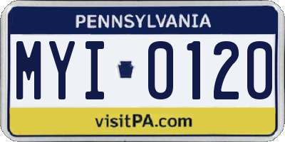 PA license plate MYI0120