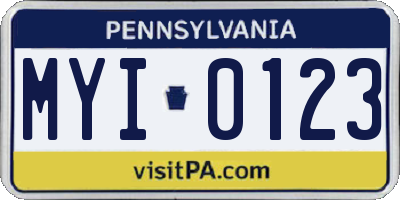 PA license plate MYI0123