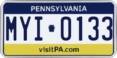 PA license plate MYI0133