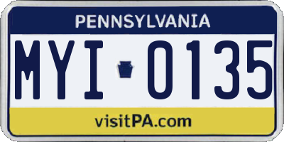 PA license plate MYI0135