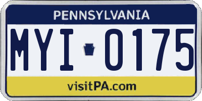 PA license plate MYI0175