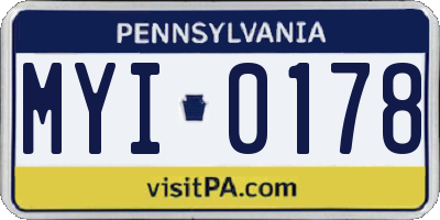 PA license plate MYI0178