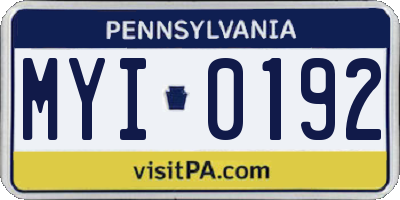 PA license plate MYI0192