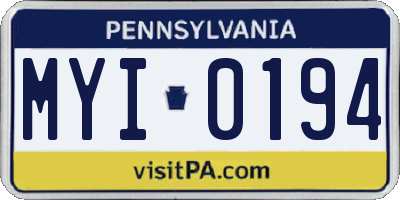 PA license plate MYI0194