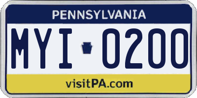 PA license plate MYI0200