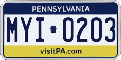 PA license plate MYI0203