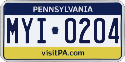 PA license plate MYI0204